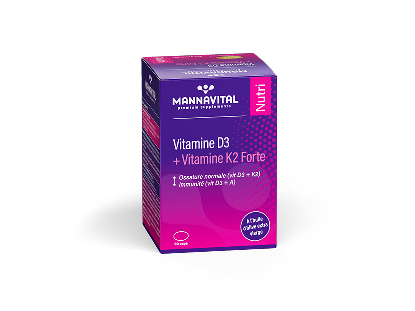 Vitamine D3 + vitamine K2 forte des laboratoires Mannavital