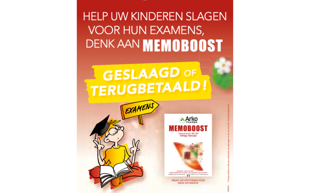 Actie ‘geslaagd of terugebetaald’ met memoboost ginkgo bacopa van de laboratoria ARKOPHARMA